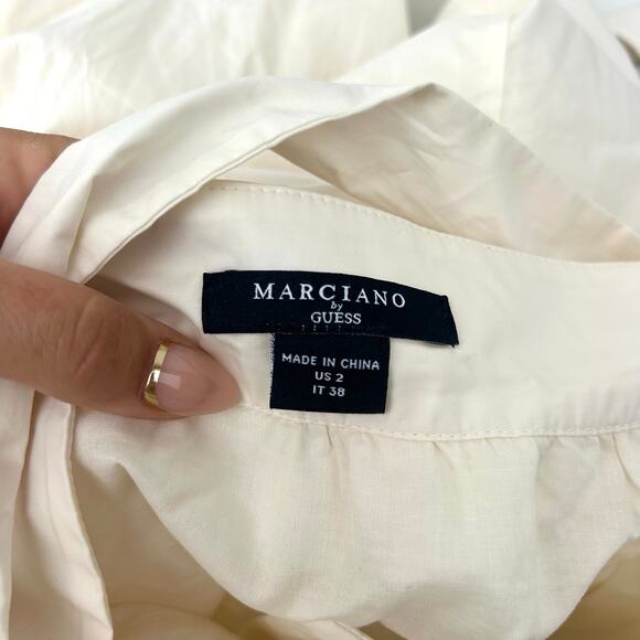 Marciano By Guess Pat Belted Maxi Skirt Off-White Long Gold Buttons US 2 IT 38 - Picture 6 of 11